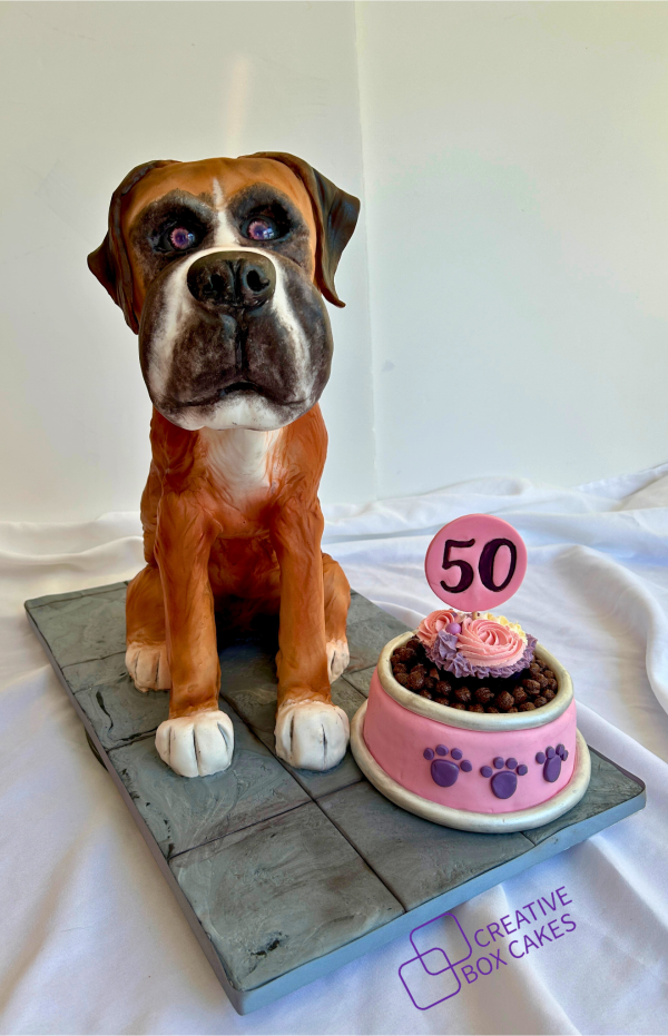 Boxer dog vanilla sponge cake