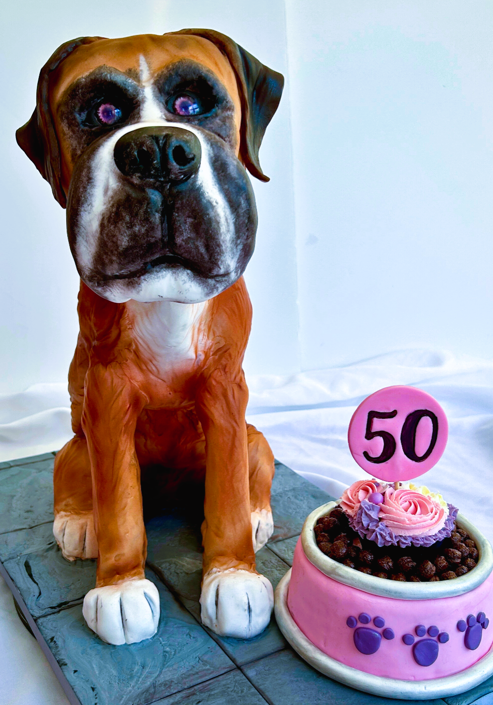 Boxer dog 50th cake front